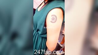 Peeping on Tits (Showing Face) Young Amateur Chinese Asian Girl in Public 243