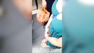 Peeping on Tits (Showing Face) Young Amateur Chinese Asian Girl in Public 243