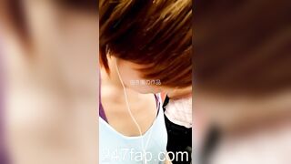 Peeping on Tits (Showing Face) Young Amateur Chinese Asian Girl in Public 244