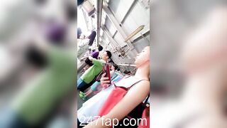 Peeping on Tits (Showing Face) Young Amateur Chinese Asian Girl in Public 241