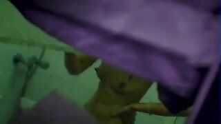 Peeping Skinny Sister Naked Showering at Home