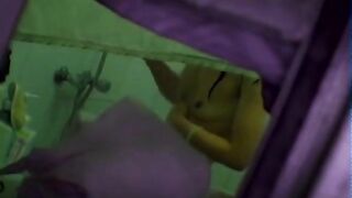 Peeping Skinny Sister Naked Showering at Home