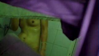 Peeping Skinny Sister Naked Showering at Home