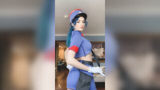 On set for VR CosplayX as officer Jenny - Jewelzblu OnlyFans Leaks