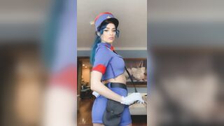 On set for VR CosplayX as officer Jenny - Jewelzblu OnlyFans Leaks