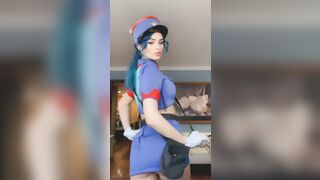 On set for VR CosplayX as officer Jenny - Jewelzblu OnlyFans Leaks