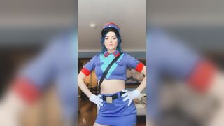 On set for VR CosplayX as officer Jenny - Jewelzblu OnlyFans Leaks