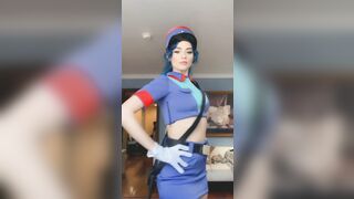 On set for VR CosplayX as officer Jenny - Jewelzblu OnlyFans Leaks