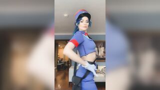 On set for VR CosplayX as officer Jenny - Jewelzblu OnlyFans Leaks