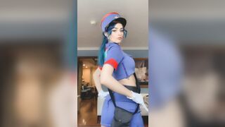 On set for VR CosplayX as officer Jenny - Jewelzblu OnlyFans Leaks