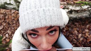 Freckled Teen SUCKS & SWALLOWS in the Woods - Shaiden Rogue - FULL PREMIUM