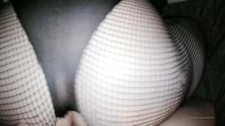 TemptressXclusive Leaked Hot Ebony Babe in Fishnets Fingers Her Wet Pussy