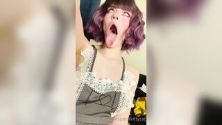 Thecutestkittycat Leaks -  Tongue Tease in a Sexy Fishnet Top