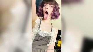 Thecutestkittycat Leaks -  Tongue Tease in a Sexy Fishnet Top