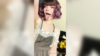 Thecutestkittycat Leaks -  Tongue Tease in a Sexy Fishnet Top