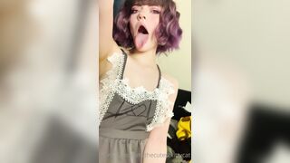 Thecutestkittycat Leaks -  Tongue Tease in a Sexy Fishnet Top