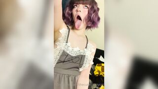 Thecutestkittycat Leaks -  Tongue Tease in a Sexy Fishnet Top