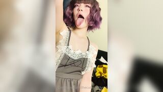 Thecutestkittycat Leaks -  Tongue Tease in a Sexy Fishnet Top