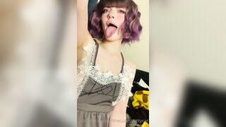 Thecutestkittycat Leaks -  Tongue Tease in a Sexy Fishnet Top