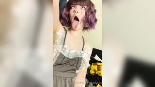 Thecutestkittycat Leaks -  Tongue Tease in a Sexy Fishnet Top