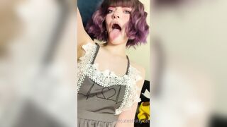 Thecutestkittycat Leaks -  Tongue Tease in a Sexy Fishnet Top