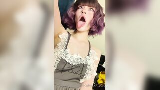 Thecutestkittycat Leaks -  Tongue Tease in a Sexy Fishnet Top
