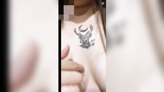 Inked Siren's Nipple-Baring Self-Touch Squirt Spectacle / LINE系列58：刺青妖姬露點自摸高潮