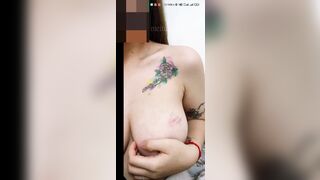 LINE Vid: Chubby Big-Tits Girl's Leaked Breast-Flashing Selfie Madness / LINE視訊：胖妞大波妹露乳自拍瘋狂流出 2