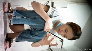 Real Toilet Voyeur: Cute Girls Peeing with Face Visible HD Leak 6
