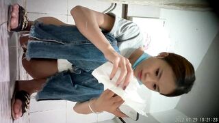 Real Toilet Voyeur: Cute Girls Peeing with Face Visible HD Leak 6