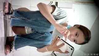 Real Toilet Voyeur: Cute Girls Peeing with Face Visible HD Leak 6