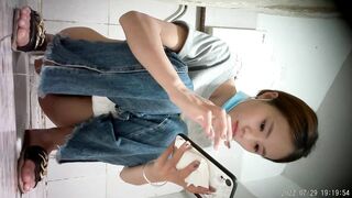 Real Toilet Voyeur: Cute Girls Peeing with Face Visible HD Leak 6