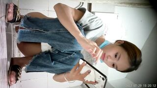 Real Toilet Voyeur: Cute Girls Peeing with Face Visible HD Leak 6