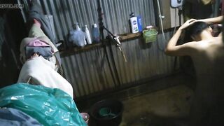 Construction Shed Peeping - Busty Married Woman Shower Spy Cam
