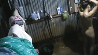 Construction Shed Peeping - Busty Married Woman Shower Spy Cam