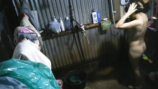 Construction Shed Peeping - Busty Married Woman Shower Spy Cam
