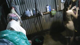 Construction Shed Peeping - Busty Married Woman Shower Spy Cam