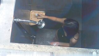 Poolside Outdoor Shower Hidden Cam - Girls Naked in Open Shower