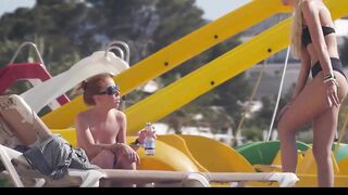 Hot Nudist Girl Topless showing boobs on nude beach 223