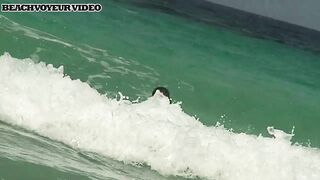 Hot Nudist Girl Topless showing boobs on nude beach 615