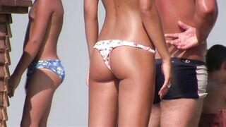 Hot Nudist Girl Topless showing boobs on nude beach 436