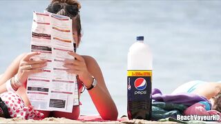 Hot Nudist Girl Topless showing boobs on nude beach 285