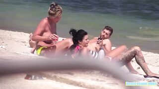 Hot Nudist Girl Topless showing boobs on nude beach 58