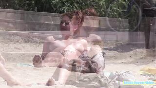 Hot Nudist Girl Topless showing boobs on nude beach 54