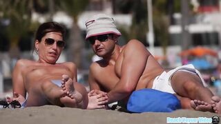 Hot Nudist Girl Topless showing boobs on nude beach 117