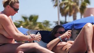 Hot Nudist Girl Topless showing boobs on nude beach 217