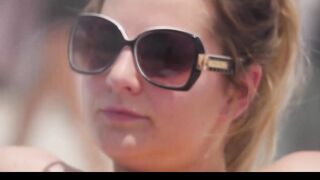 Hot Nudist Girl Topless showing boobs on nude beach 228