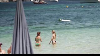 Hot Nudist Girl Topless showing boobs on nude beach 197