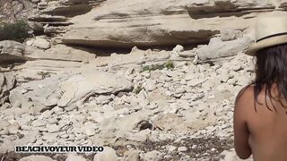 Hot Nudist Girl Topless showing boobs on nude beach 320