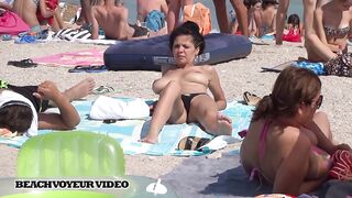 Hot Nudist Girl Topless showing boobs on nude beach 564